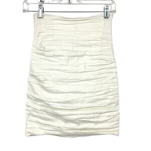 Nicole Miller Artelier Ruched Pencil Skirt Women Size 2 White Cream Back Zip